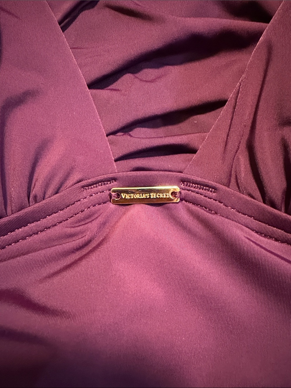Victoria's Secret Deep Plum Halter Ruched One-Piece Swimsuit - Picture 6 of 6